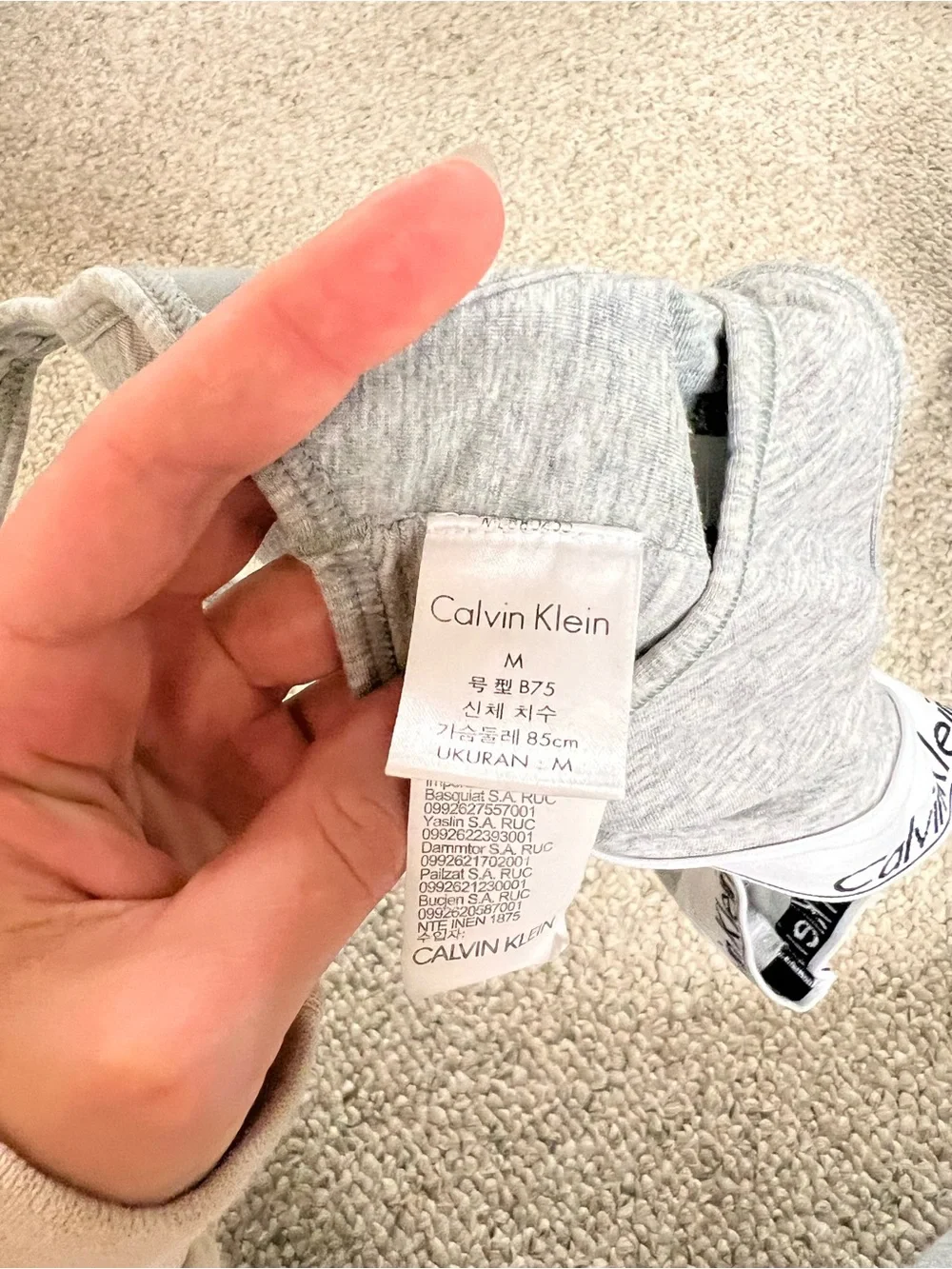 Calvin Klein Gray Heather Wireless Bralette with White Logo Band